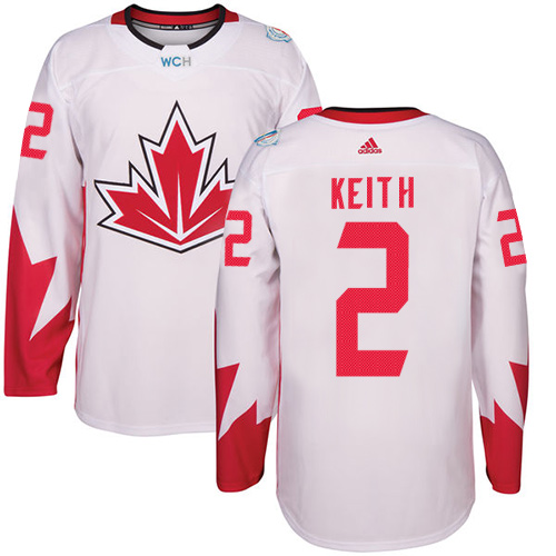 Men's Adidas Team Canada #2 Duncan Keith Authentic White Home 2016 World Cup Hockey Jersey