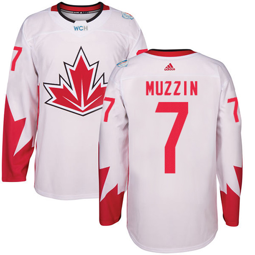 Men's Adidas Team Canada #7 Jake Muzzin Authentic White Home 2016 World Cup Hockey Jersey