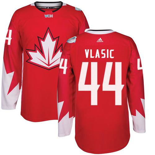 Men's Adidas Team Canada #44 Marc-Edouard Vlasic Authentic Red Away 2016 World Cup Hockey Jersey