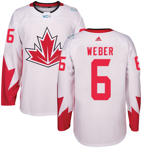 Men's Adidas Team Canada #6 Shea Weber Authentic White Home 2016 World Cup Hockey Jersey