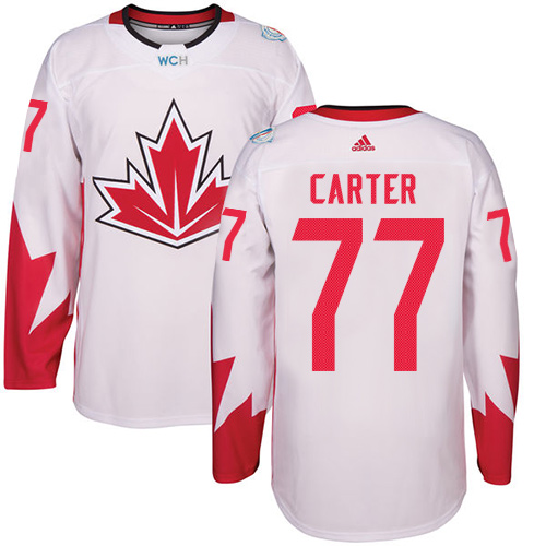 Men's Adidas Team Canada #77 Jeff Carter Authentic White Home 2016 World Cup Hockey Jersey