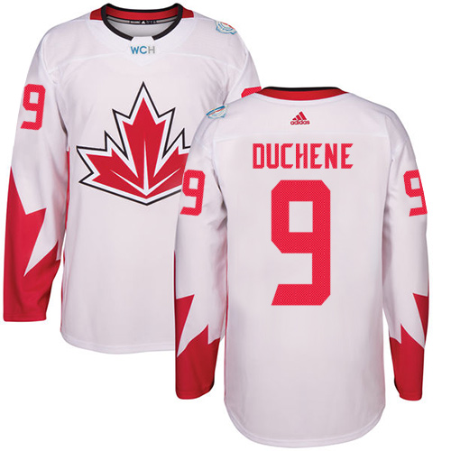 Men's Adidas Team Canada #9 Matt Duchene Authentic White Home 2016 World Cup Hockey Jersey