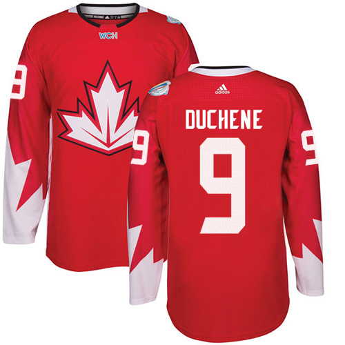 Men's Adidas Team Canada #9 Matt Duchene Premier Red Away 2016 World Cup Hockey Jersey