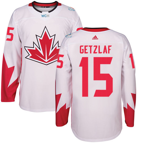 Men's Adidas Team Canada #15 Ryan Getzlaf Authentic White Home 2016 World Cup Hockey Jersey