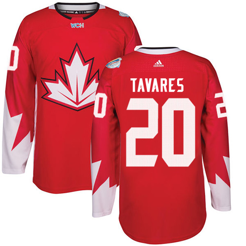 Men's Adidas Team Canada #20 John Tavares Premier Red Away 2016 World Cup Hockey Jersey