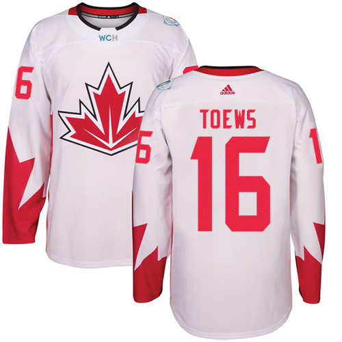 Men's Adidas Team Canada #16 Jonathan Toews Premier White Home 2016 World Cup Hockey Jersey