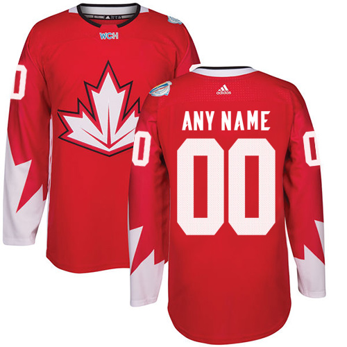Men's Adidas Team Canada Customized Authentic Red Away 2016 World Cup Hockey Jersey