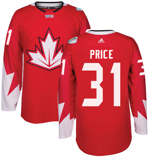 Youth Adidas Team Canada #31 Carey Price Premier Red Away 2016 World Cup Hockey Jersey