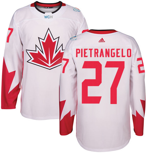 Youth Adidas Team Canada #27 Alex Pietrangelo Authentic White Home 2016 World Cup Hockey Jersey