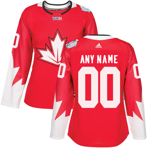 Women's Adidas Team Canada Customized Authentic Red Away 2016 World Cup of Hockey Jersey