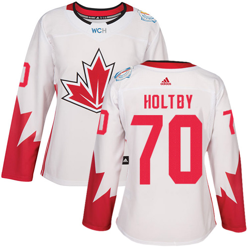 Women's Adidas Team Canada #70 Braden Holtby Authentic White Home 2016 World Cup of Hockey Jersey