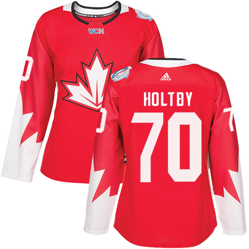 Women's Adidas Team Canada #70 Braden Holtby Authentic Red Away 2016 World Cup of Hockey Jersey