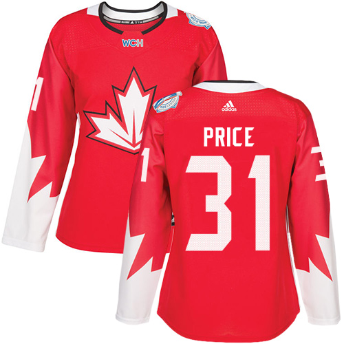Women's Adidas Team Canada #31 Carey Price Authentic Red Away 2016 World Cup of Hockey Jersey