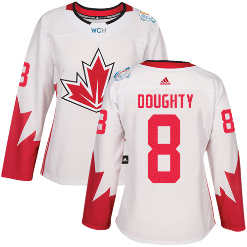 Women's Adidas Team Canada #8 Drew Doughty Authentic White Home 2016 World Cup of Hockey Jersey
