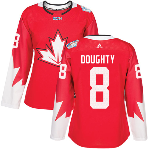 Women's Adidas Team Canada #8 Drew Doughty Authentic Red Away 2016 World Cup of Hockey Jersey