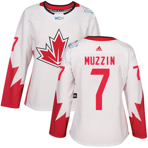 Women's Adidas Team Canada #7 Jake Muzzin Authentic White Home 2016 World Cup of Hockey Jersey