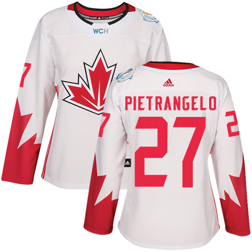 Women's Adidas Team Canada #27 Alex Pietrangelo Authentic White Home 2016 World Cup of Hockey Jersey