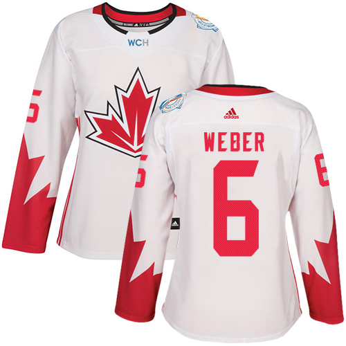 Women's Adidas Team Canada #6 Shea Weber Authentic White Home 2016 World Cup of Hockey Jersey