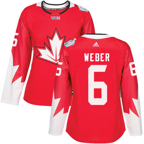 Women's Adidas Team Canada #6 Shea Weber Authentic Red Away 2016 World Cup of Hockey Jersey