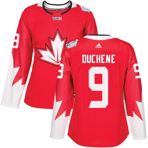 Women's Adidas Team Canada #9 Matt Duchene Authentic Red Away 2016 World Cup of Hockey Jersey