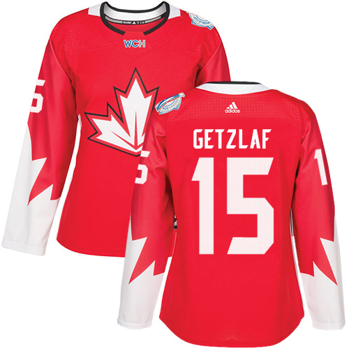 Women's Adidas Team Canada #15 Ryan Getzlaf Authentic Red Away 2016 World Cup of Hockey Jersey