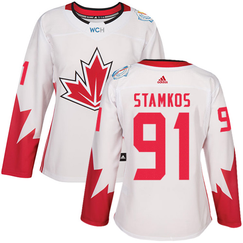 Women's Adidas Team Canada #91 Steven Stamkos Premier White Home 2016 World Cup of Hockey Jersey