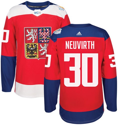 Men's Adidas Team Czech Republic #30 Michal Neuvirth Authentic Red Away 2016 World Cup of Hockey Jersey