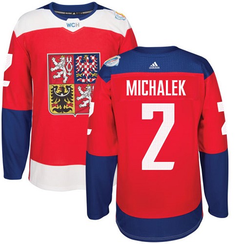Men's Adidas Team Czech Republic #2 Zbynek Michalek Authentic Red Away 2016 World Cup of Hockey Jersey