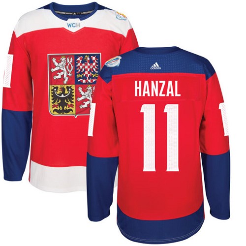 Men's Adidas Team Czech Republic #11 Martin Hanzal Premier Red Away 2016 World Cup of Hockey Jersey