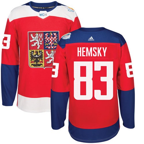 Men's Adidas Team Czech Republic #83 Ales Hemsky Authentic Red Away 2016 World Cup of Hockey Jersey