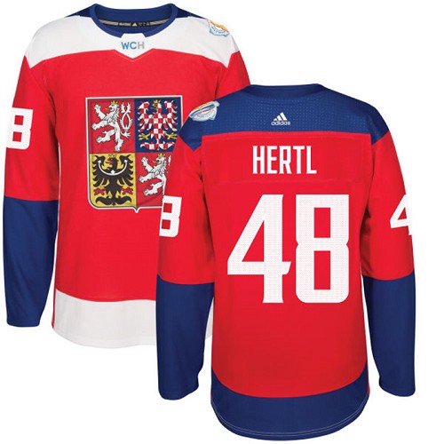 Men's Adidas Team Czech Republic #48 Tomas Hertl Premier Red Away 2016 World Cup of Hockey Jersey