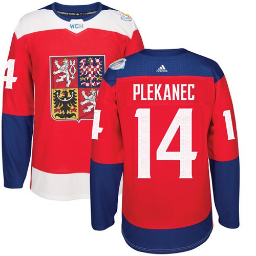 Men's Adidas Team Czech Republic #14 Tomas Plekanec Authentic Red Away 2016 World Cup of Hockey Jersey