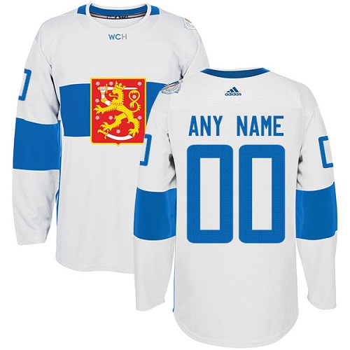 Men's Adidas Team Finland Customized Authentic White Home 2016 World Cup of Hockey Jersey