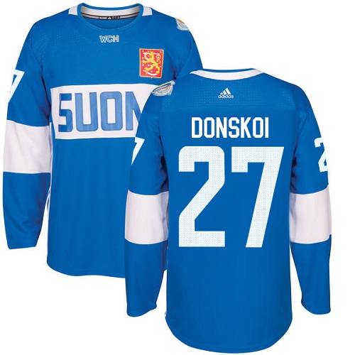 Men's Adidas Team Finland #27 Joonas Donskoi Authentic Blue Away 2016 World Cup of Hockey Jersey