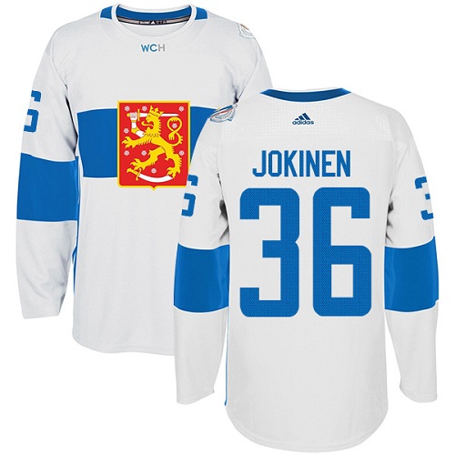 Men's Adidas Team Finland #36 Jussi Jokinen Authentic White Home 2016 World Cup of Hockey Jersey