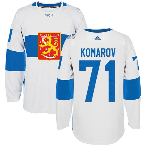 Men's Adidas Team Finland #71 Leo Komarov Authentic White Home 2016 World Cup of Hockey Jersey
