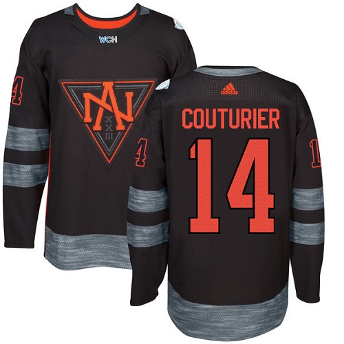 Men's Adidas Team North America #14 Sean Couturier Authentic Black Away 2016 World Cup of Hockey Jersey