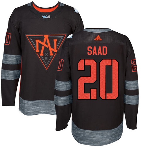 Men's Adidas Team North America #20 Brandon Saad Authentic Black Away 2016 World Cup of Hockey Jersey
