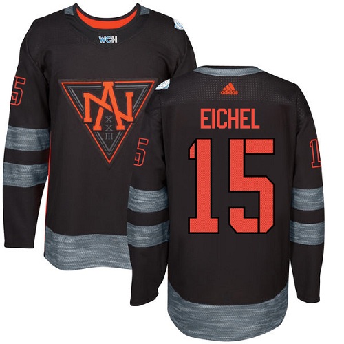 Youth Adidas Team North America #15 Jack Eichel Authentic Black Away 2016 World Cup of Hockey Jersey
