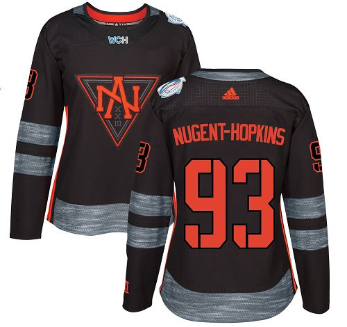 Women's Adidas Team North America #93 Ryan Nugent-Hopkins Authentic Black Away 2016 World Cup of Hockey Jersey