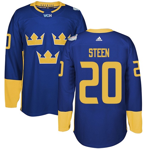 Men's Adidas Team Sweden #20 Alexander Steen Authentic Royal Blue Away 2016 World Cup of Hockey Jersey