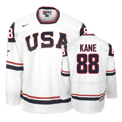 Men's Nike Team USA #88 Patrick Kane Authentic White 2010 Olympic Hockey Jersey