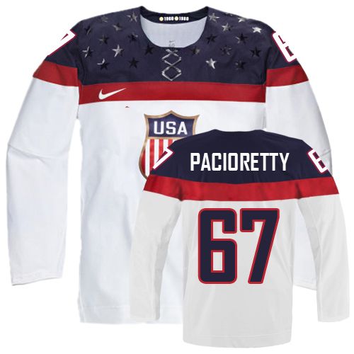 Men's Nike Team USA #67 Max Pacioretty Authentic White Home 2014 Olympic Hockey Jersey