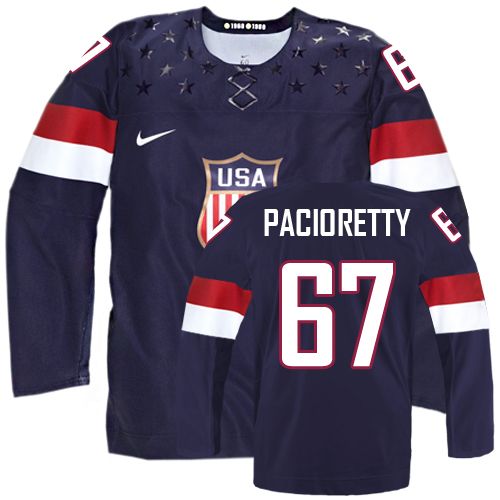 Men's Nike Team USA #67 Max Pacioretty Authentic Navy Blue Away 2014 Olympic Hockey Jersey
