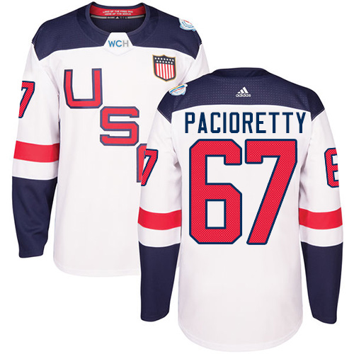 Men's Adidas Team USA #67 Max Pacioretty Authentic White Home 2016 World Cup Hockey Jersey