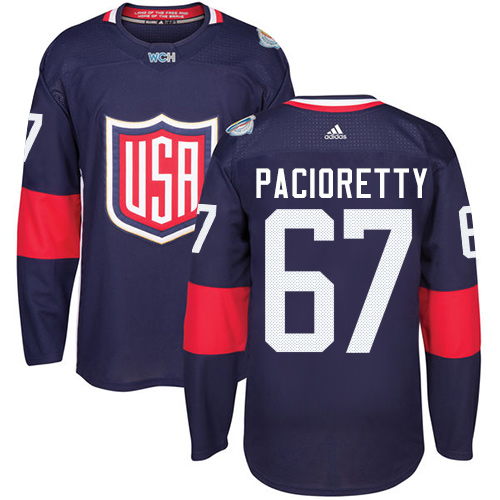 Men's Adidas Team USA #67 Max Pacioretty Authentic Navy Blue Away 2016 World Cup Hockey Jersey