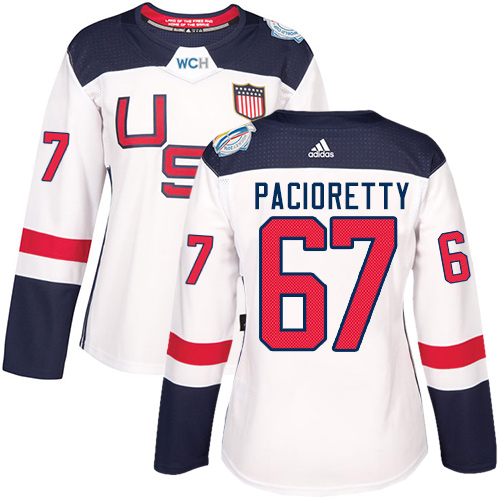 Women's Adidas Team USA #67 Max Pacioretty Authentic White Home 2016 World Cup of Hockey Jersey