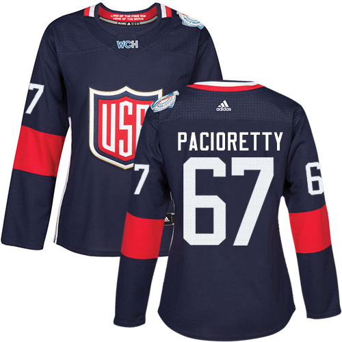 Women's Adidas Team USA #67 Max Pacioretty Authentic Navy Blue Away 2016 World Cup of Hockey Jersey