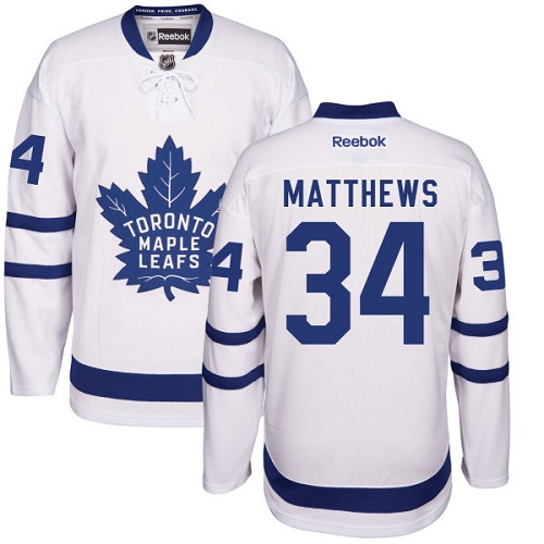 Men's Reebok Toronto Maple Leafs #34 Auston Matthews Authentic White Away NHL Jersey