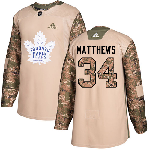 Youth Adidas Toronto Maple Leafs #34 Auston Matthews Authentic Camo Veterans Day Practice NHL Jersey